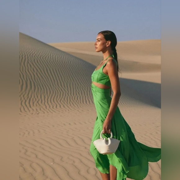 Cult Gaia Eileen Green Asymmetrical Dress Sz XS - Picture 2 of 11